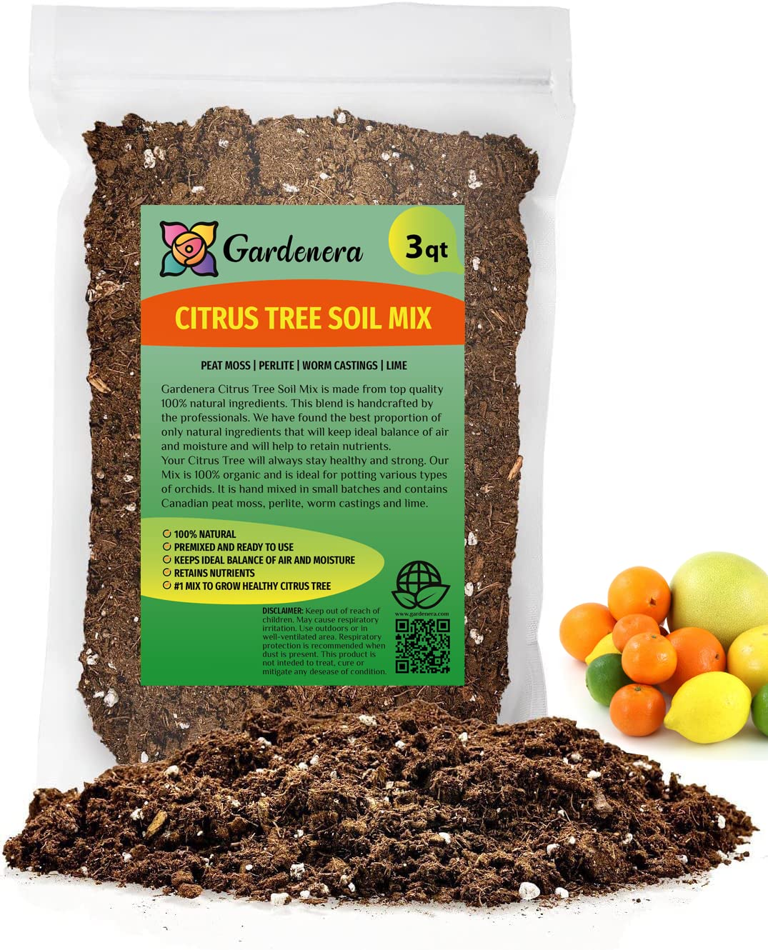 lime in potting mix GARDENERA Citrus Tree Potting Soil Mix - 10 Quart - Special Blend for Indoor Oranges, Lemons, Limes and More