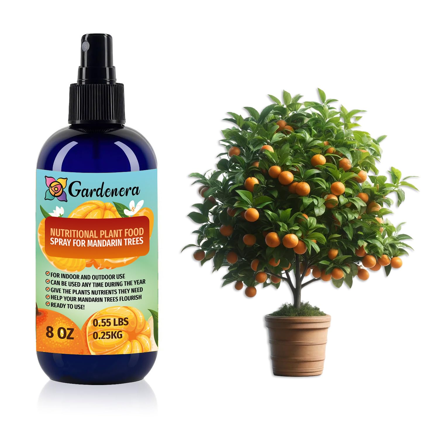 Gardenera Premium Nutritional Plant Food Spray for MANDARIN - Balanced Nutrition Plant Superfood | Excellent Growth Booster for Mandarin Trees in Pots - 8oz