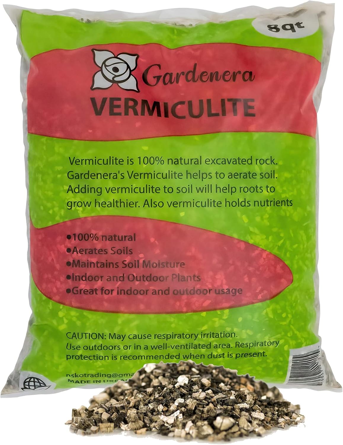 Premium Horticultural Organic Vermiculite by GARDENERA - Medium Grade - Natural Soil Additive for Potted Plants - Orchids - Hydroponics - Terrariums (8 Quart)