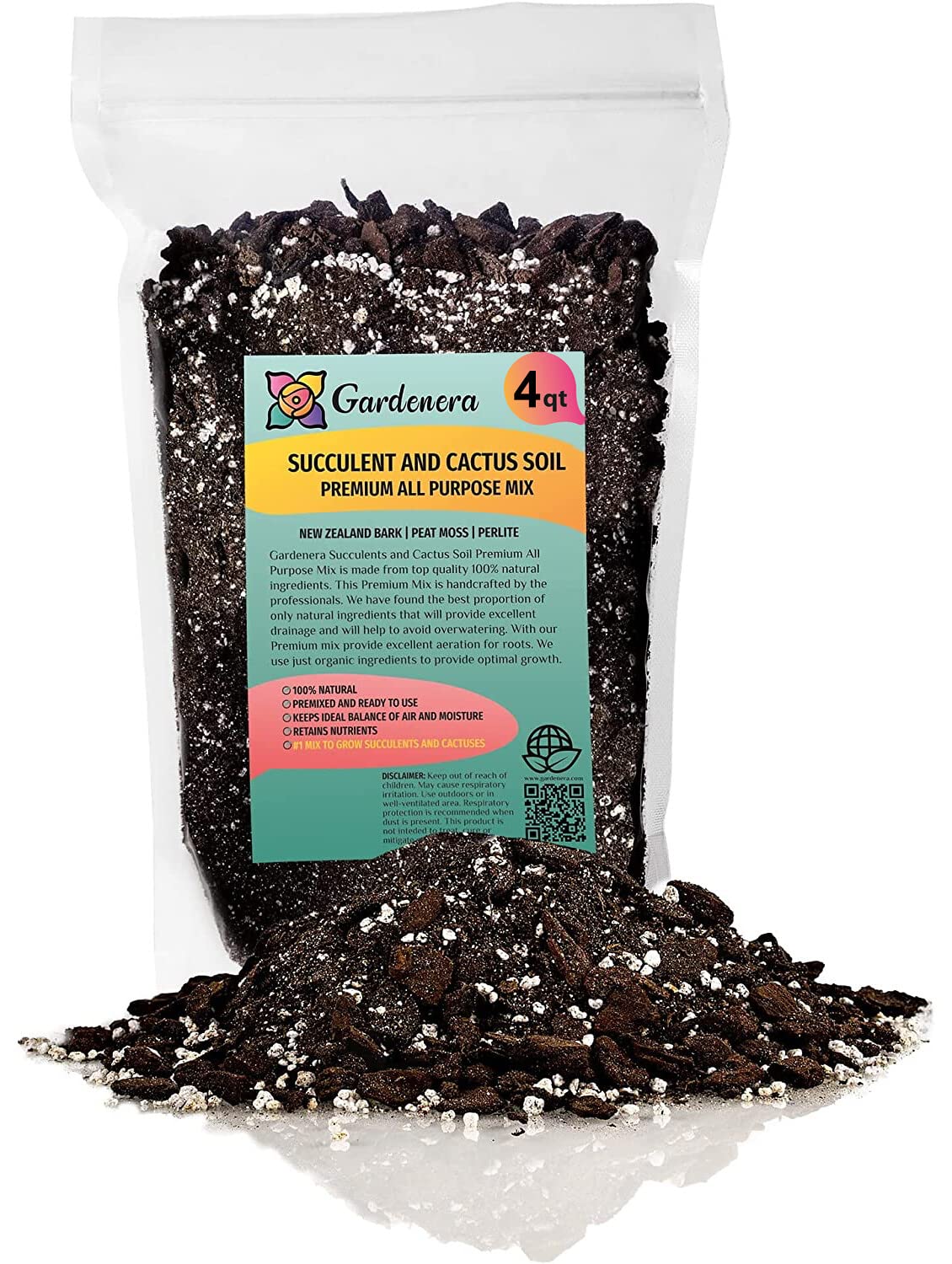 pine bark for succulents Gardenera Professional Succulent Soil Premium All Purpose Blend | Pre-Mixed Ready to Use for Cactus and