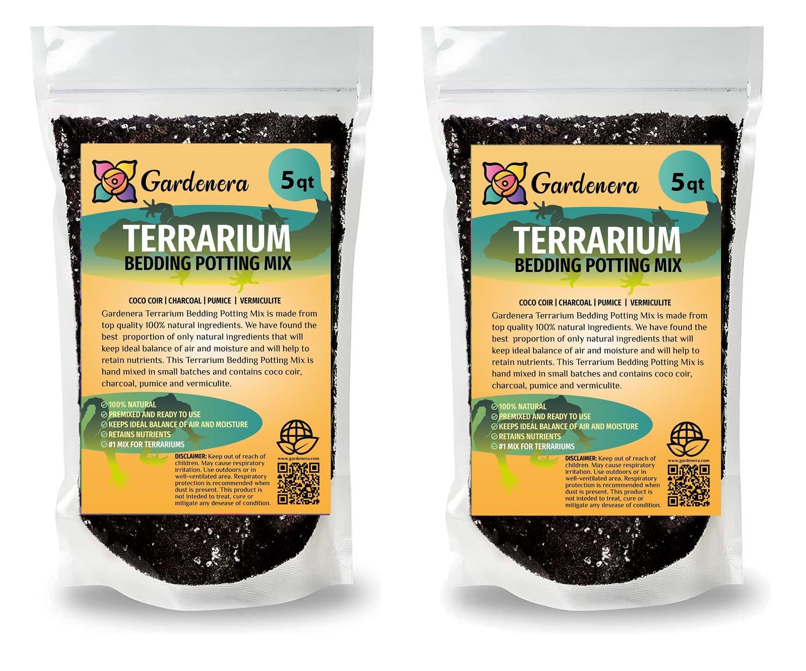 Elevate Your Terrariums with Gardenera Terrarium Potting Mix - Carefully Mixed Coco Coir, Charcoal, Pumice, and Vermiculite - 10 QUARTS