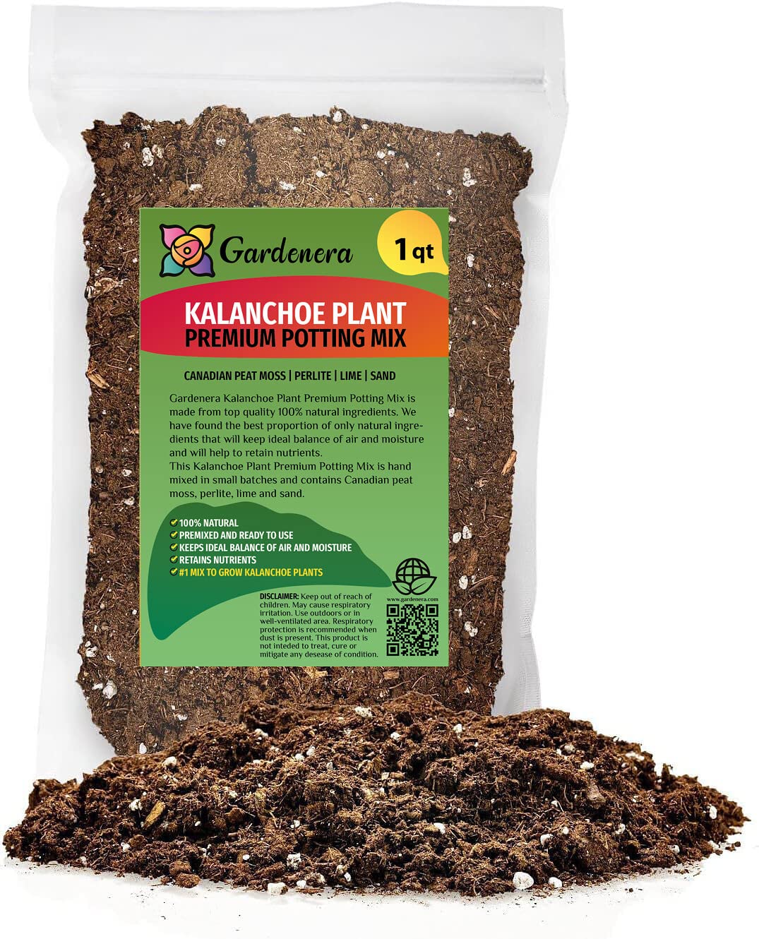 Gardenera Kalanchoe Plant Premium Potting Mix - Optimize Growth with Natural Ingredients - 1 Quart