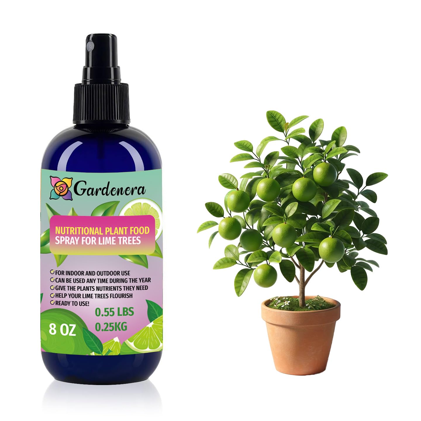 Gardenera Premium Nutritional Plant Food Spray for LIME - Balanced Nutrition Plant Superfood | Excellent Growth Booster for Lime Trees in Pots - 8oz