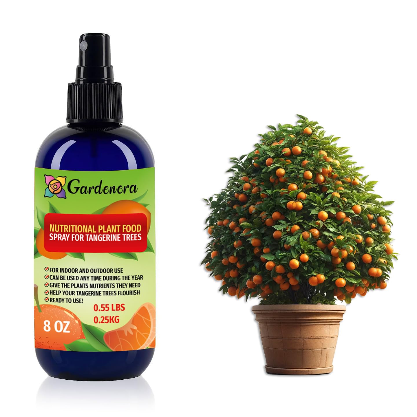 Gardenera Premium Nutritional Plant Food Spray for TANGERINE - Balanced Nutrition Plant Superfood | Excellent Growth Booster for Tangerine Trees in Pots - 8oz