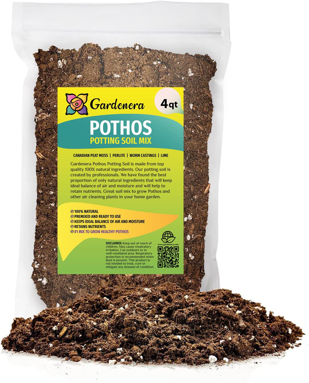 peace lily potting soil mix GARDENERA Air-Purifying Plant Potting Mix - 2 QUART - Potting Soil for Pothos, Parlor Palm, and Peace Lily
