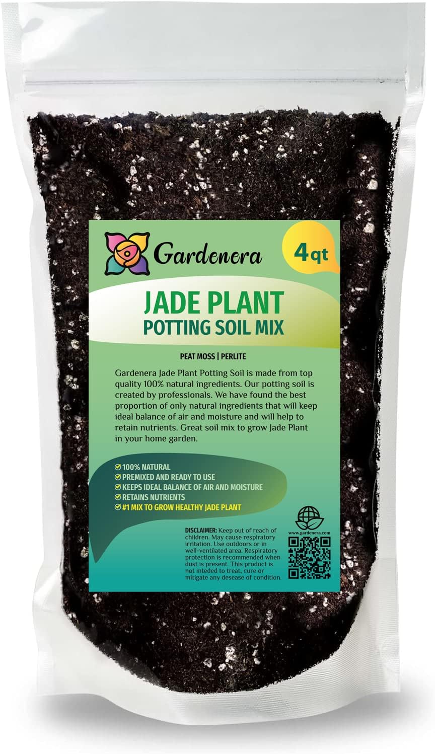 GARDENERA Premium Jade Plant Potting Soil Mix - 10 Quart (2 Bags of 5 Quart)