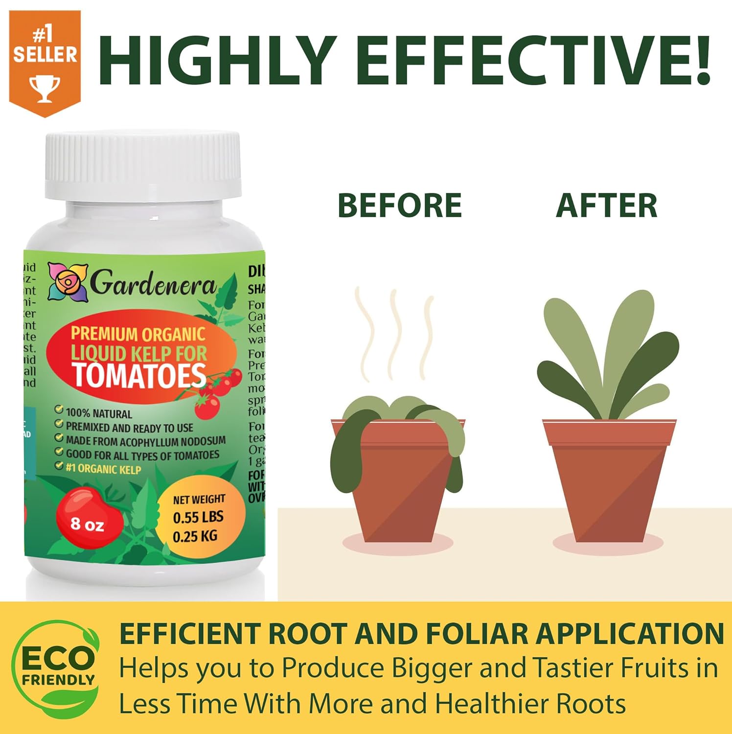 kelp fertilizer for plants Premium Liquid Kelp Fertilizer for Juicy Tomatoes by Gardenera - 32 oz