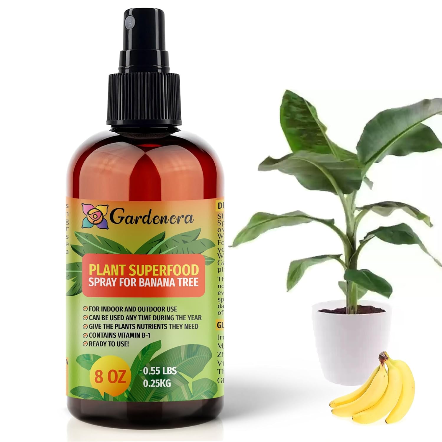 Plant Superfood Spray for BANANA Trees with B1 Vitamin, Glucose and Essential Minerals - Organic Plant Food Fertilizer Mist for Indoor & Outdoor BANANA Plant Care - 8oz