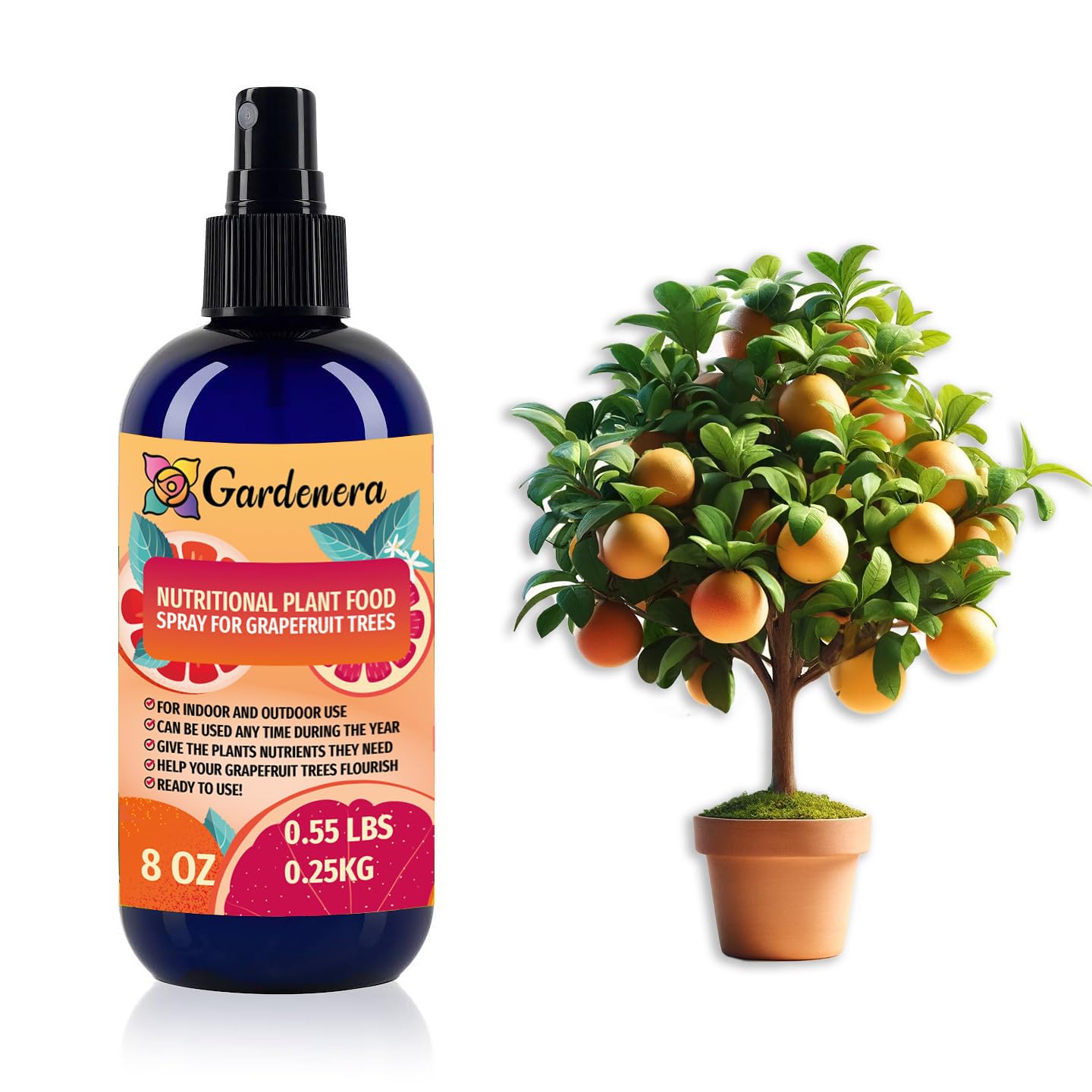 Gardenera Premium Nutritional Plant Food Spray for GRAPEFRUIT - Balanced Nutrition Plant Superfood | Excellent Growth Booster for Grapefruit Trees in Pots - 8oz