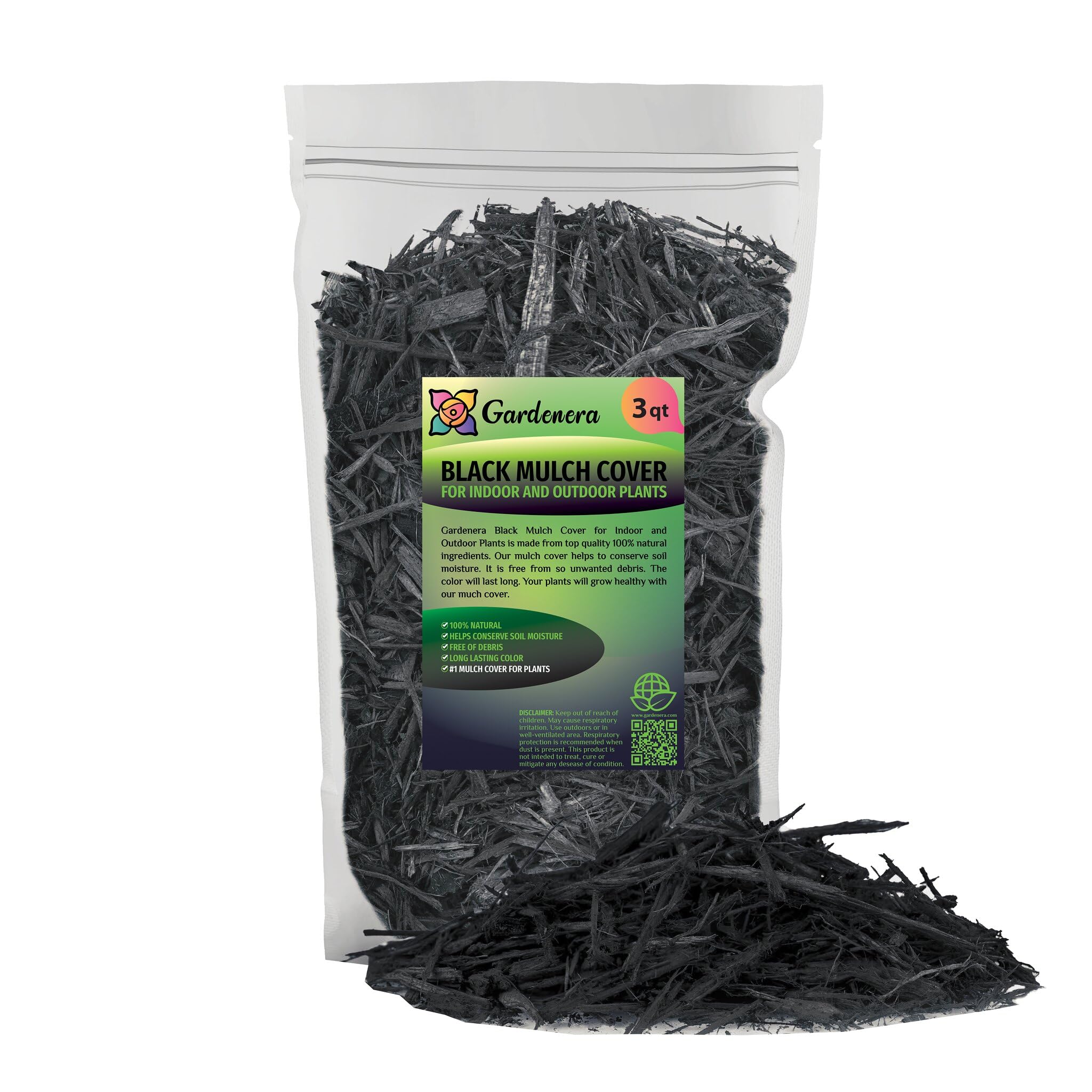 PREMIUM Quality Black Mulch by Gardenera - Elevate Your Garden's Visual Appeal - 4 QUARTS