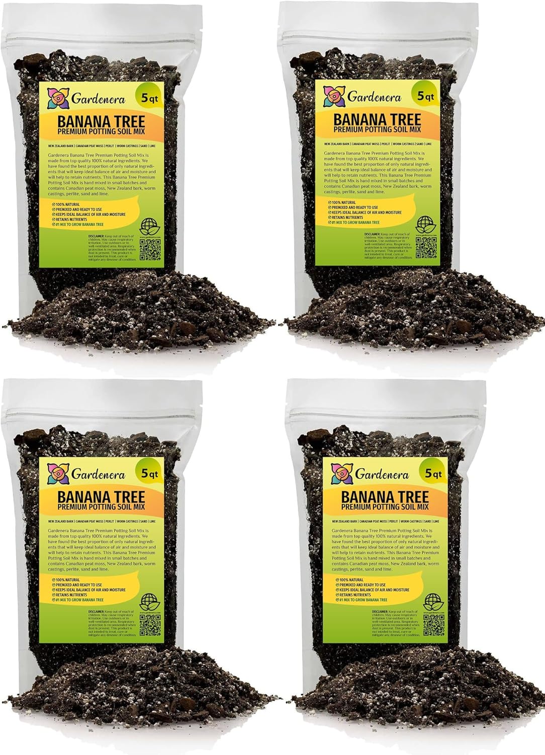 Gardenera Premium Banana Tree Potting Mix - Expertly Formulated Blend for Optimal Growth and Fruit Production - Ideal for All Varieties of Banana Trees (2 QUART)