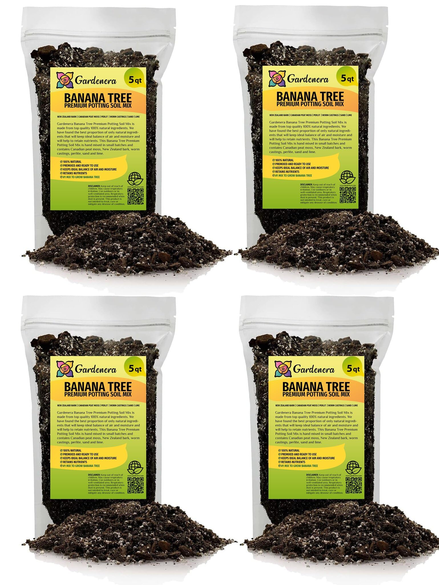 Gardenera Premium Banana Tree Potting Mix - Expertly Formulated Blend for Optimal Growth and Fruit Production - Ideal for All Varieties of Banana Trees (2 QUART)