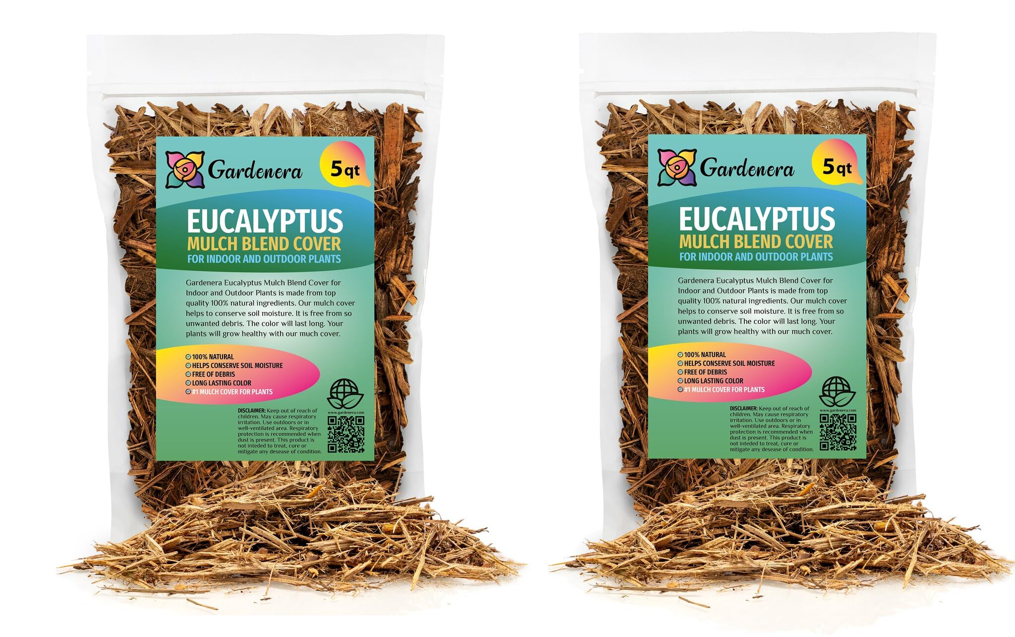 Gardenera Eucalyptus Mulch - Provide Long-Lasting Color and Aromatic Appeal to Your Landscape - 10 QUARTS