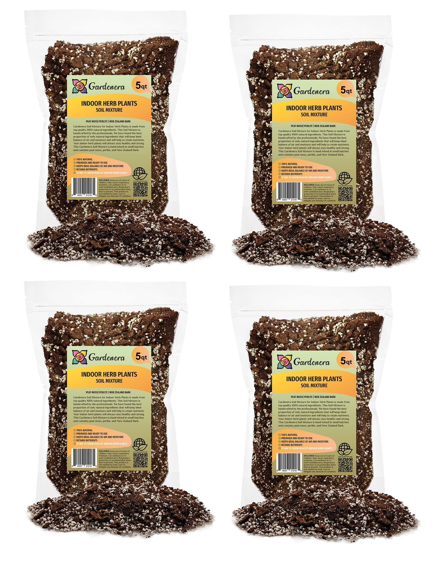 Gardenera Soil Mixture for Indoor Herb Planters - 10 QUART - Specially Blended Soil Mixture for Planting and Growing Indoor Kitchen Herbs Indoors (2 Bags of 5 Quart)