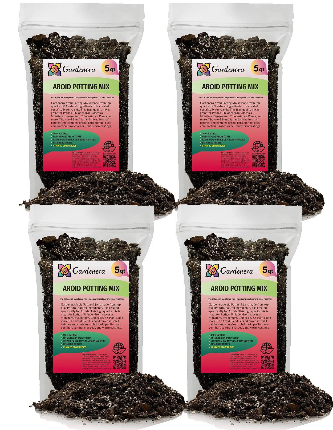 PREMIUM Aroid Potting Mix - Soil Free Blend for Aroids - Growing Medium for House Plants by Gardenera - (1 Quart Bag)