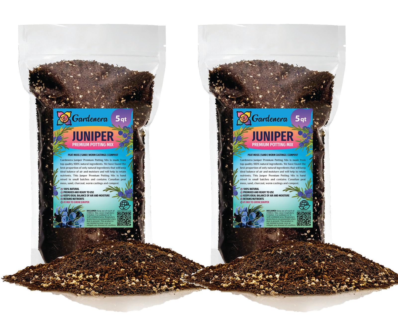 Gardenera Premium Juniper Potting Soil Mix - Optimal Nutrient-Rich Blend for Thriving and Healthy Juniper Trees - 2 QUART