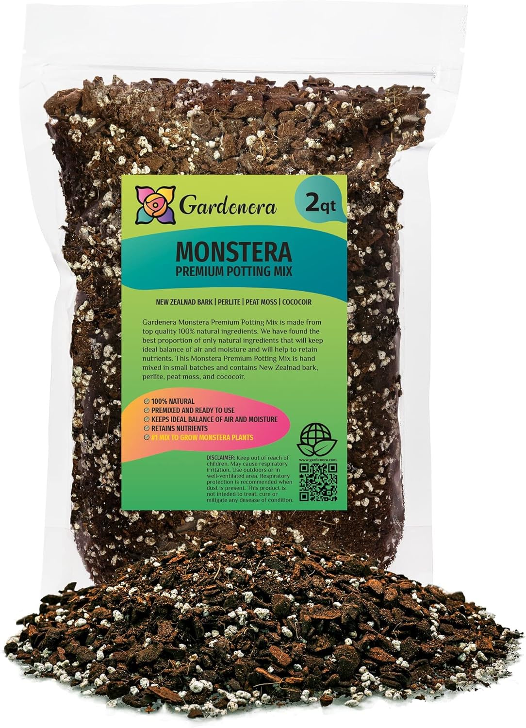 Gardenera Premium Monstera Potting Soil - 10 QUART - Quick Drain Potting Soil for Growing and Repotting Monstera Deliciosa/Swiss Cheese Plant (2 Bags of 5 Quart)