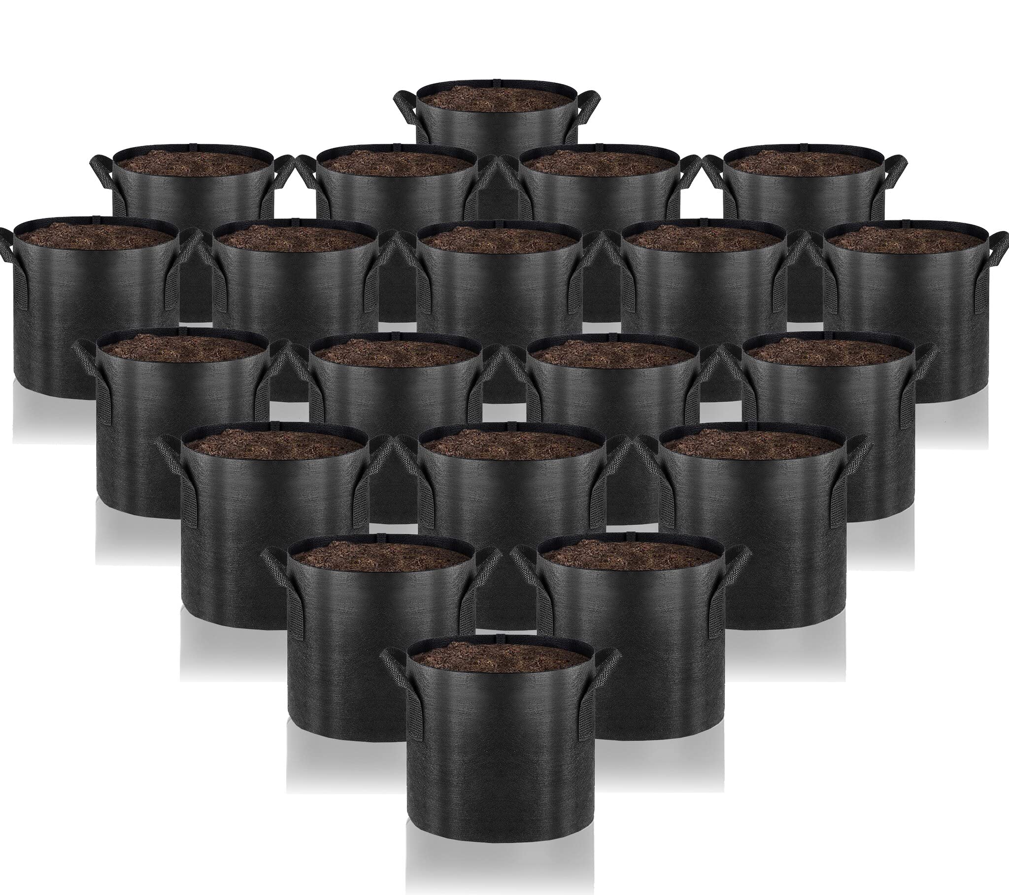 Gardenera Fabric Pots for Plants - 10-Pack 15 Gallon Grow Bags with Aeration and Handles, Great for Growing Trees and Large Shrubs