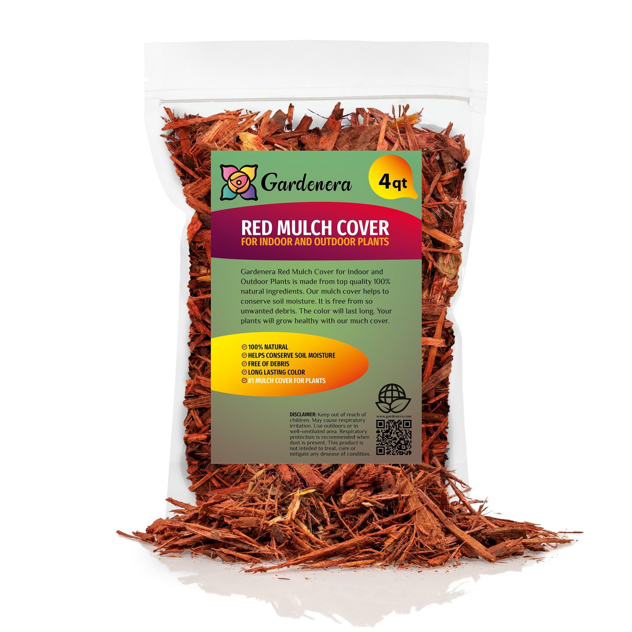 Gardenera Red Mulch - Improve Soil Fertility and Insulate Plant Roots - 10 QUARTS