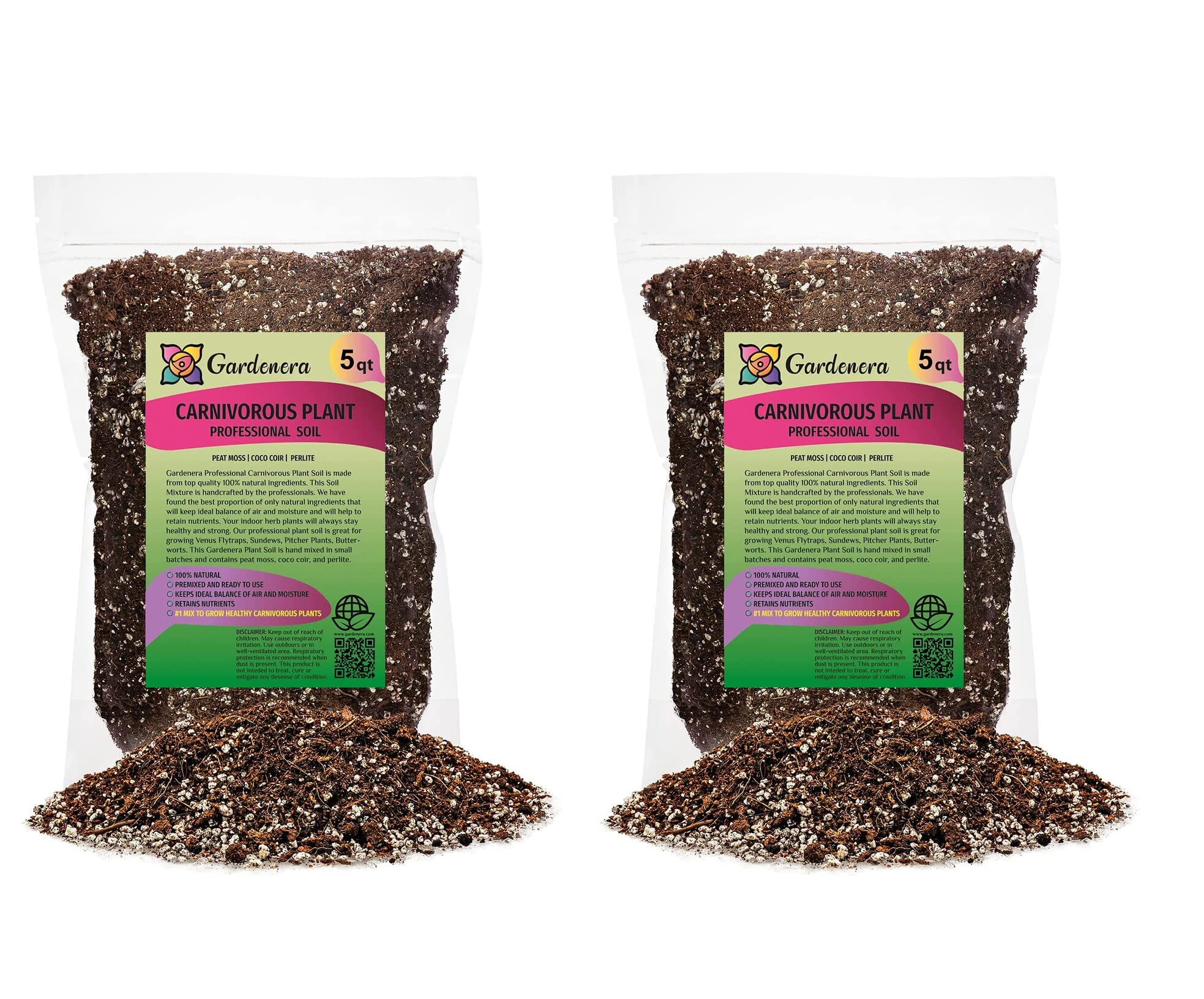 Gardenera Professional Carnivorous Plant Soil - Ready to Use for Venus Flytraps, Sundews, Pitcher Plants, Butterworts | Peat Moss, Coco Coir, Perlite - 10 Quart