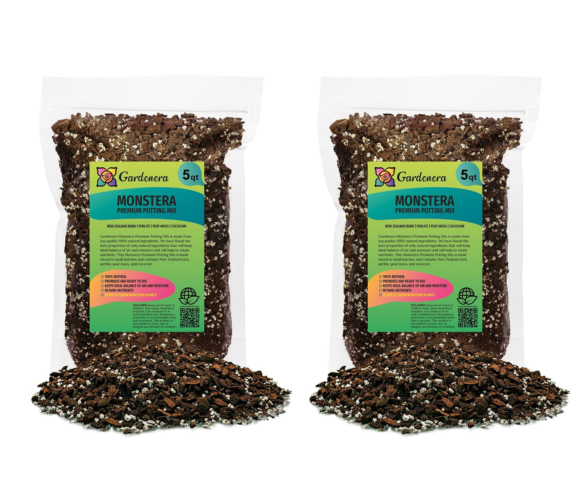 PREMIUM Monstera Soil Mix by Gardenera - Perfect Drainage and Moisture Retention for Swiss Cheese Plant (3 QUART)