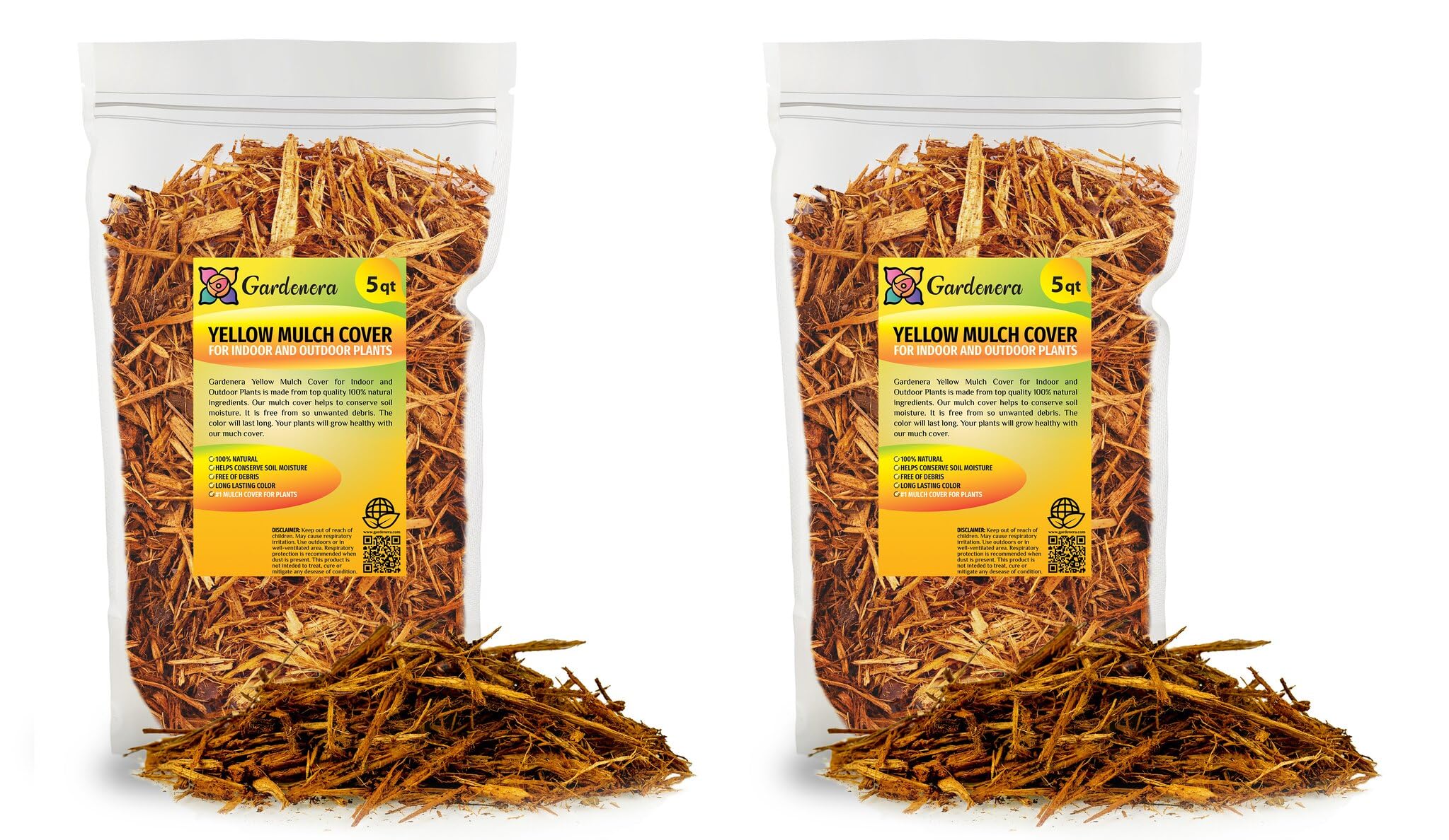 Gardenera Yellow Mulch - Retain Moisture and Suppress Weeds for a Thriving Landscape - 10 QUARTS