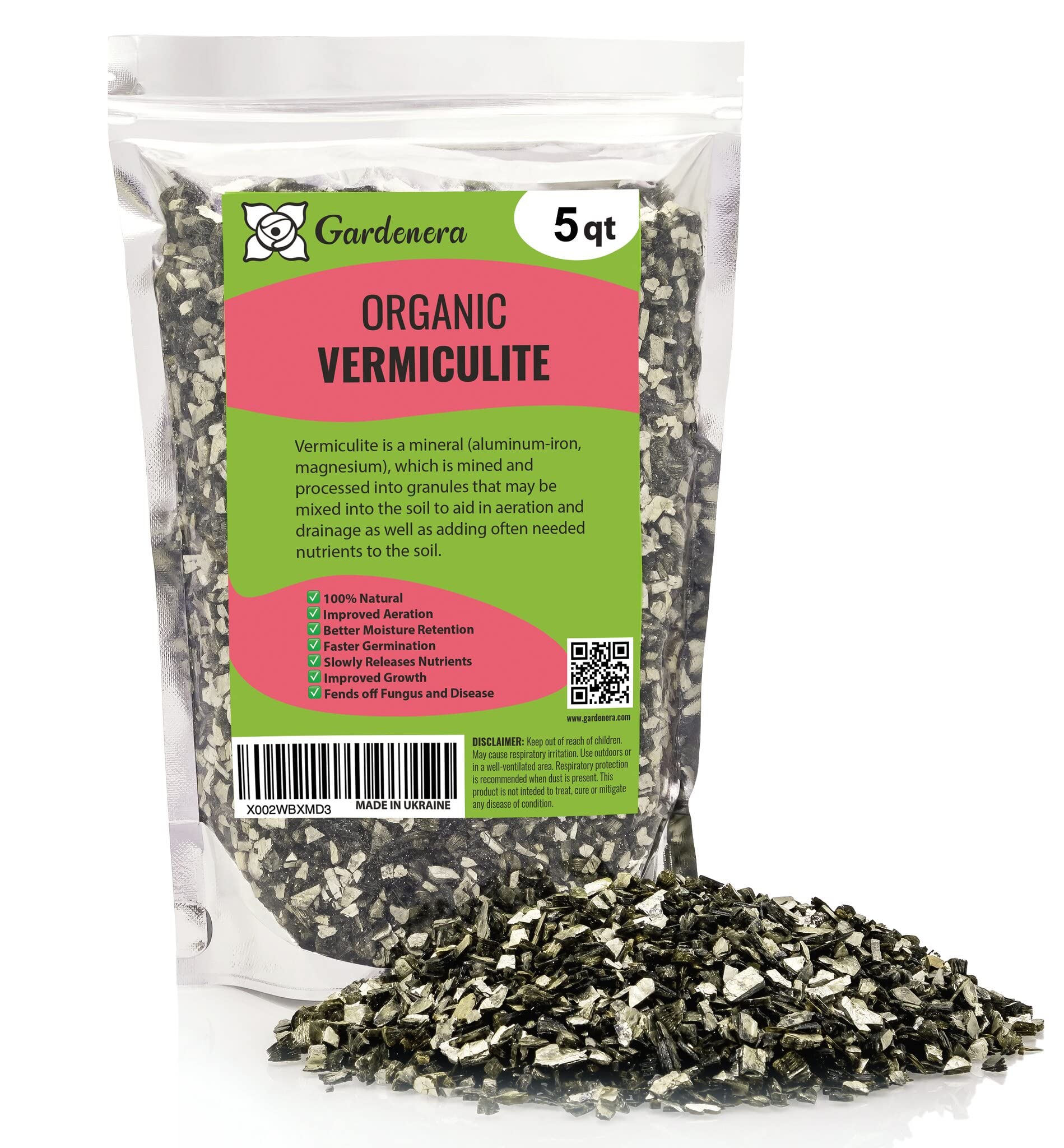 Horticultural Organic Vermiculite by GARDENERA - Medium Grade - Natural Soil Additive for Potted Plants, Orchids, Hydroponics, Terrariums (3 QUART)