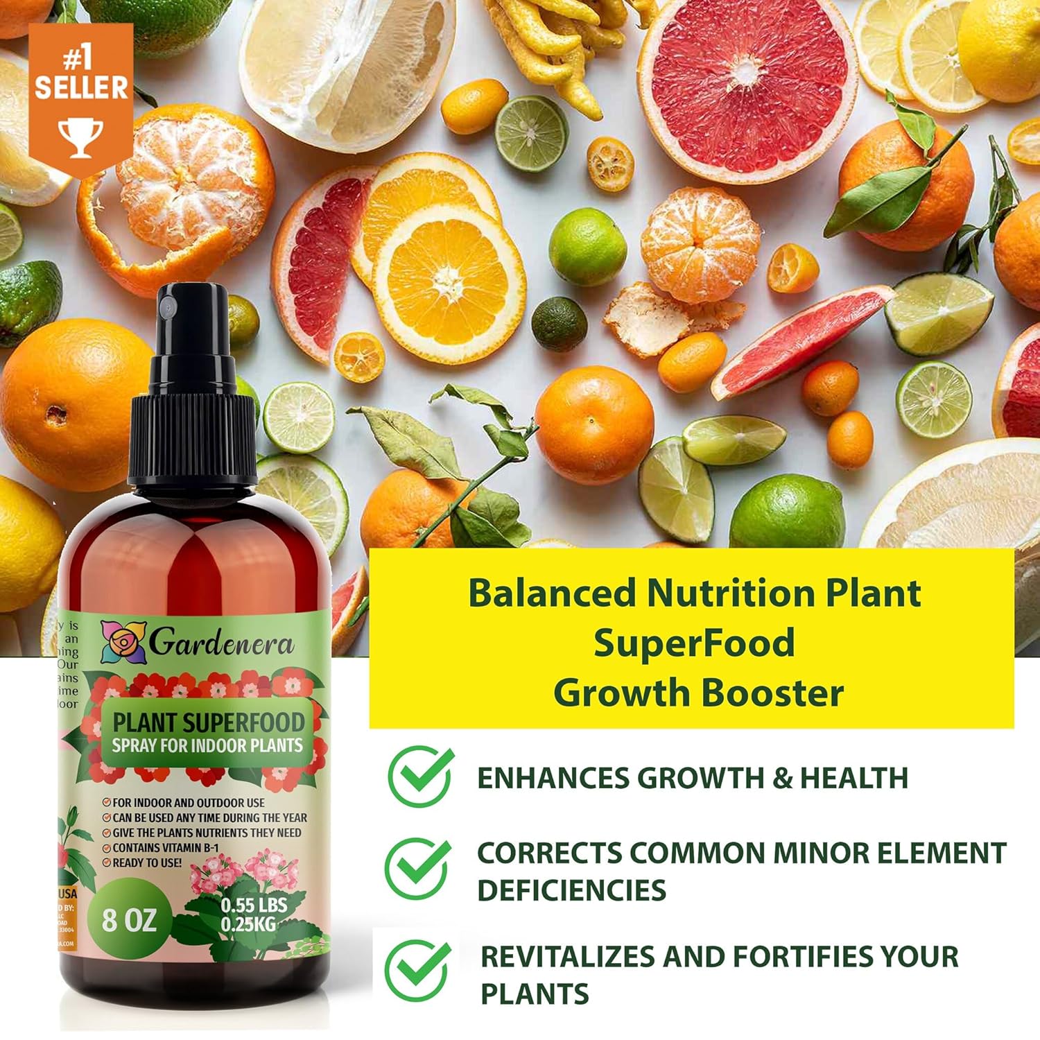 Plant Superfood for GRAPEFRUIT Plants with B1 Vitamin, Glucose and Essential Minerals - Organic Plant Food Fertilizer for Indoor & Outdoor GRAPEFRUIT TREE Care - 8oz