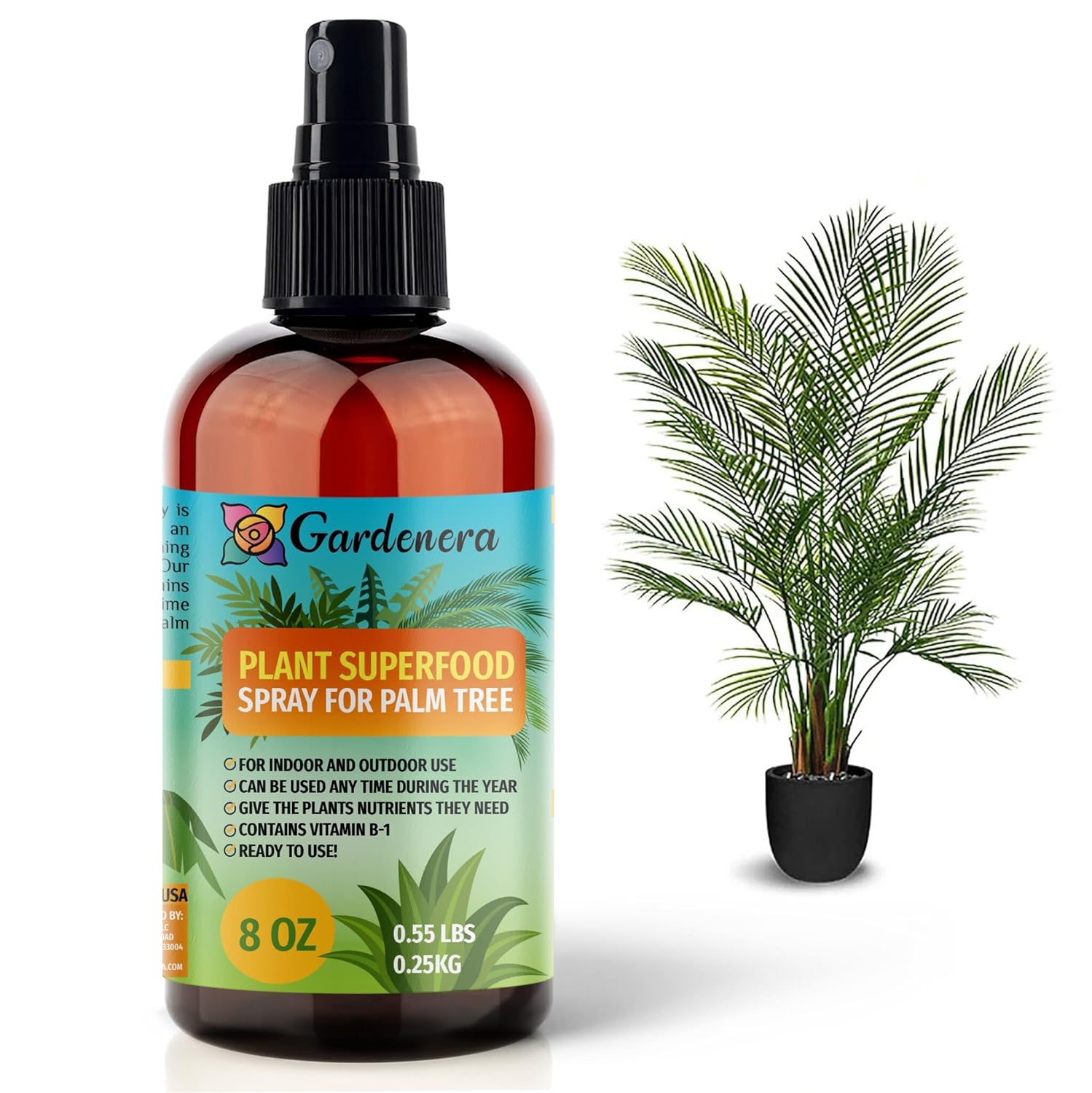 Plant Superfood for PALM TREE with B1 Vitamin, Glucose and Essential Minerals - Organic Plant Food Fertilizer for Indoor & Outdoor PALM Trees Care - 8oz