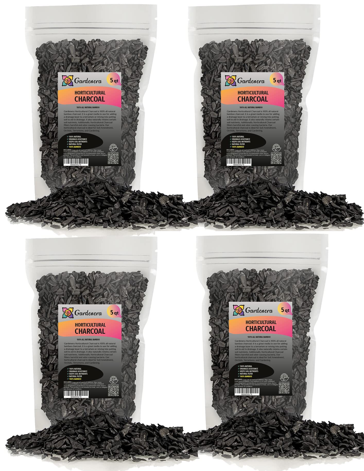 Gardenera - 10 QUART - Premium Horticultural CHARCOAL for Indoor Plants | Black Diamond Soil Amendment for Orchids, Terrariums, and Gardening (2 Bags of 5 Quart)