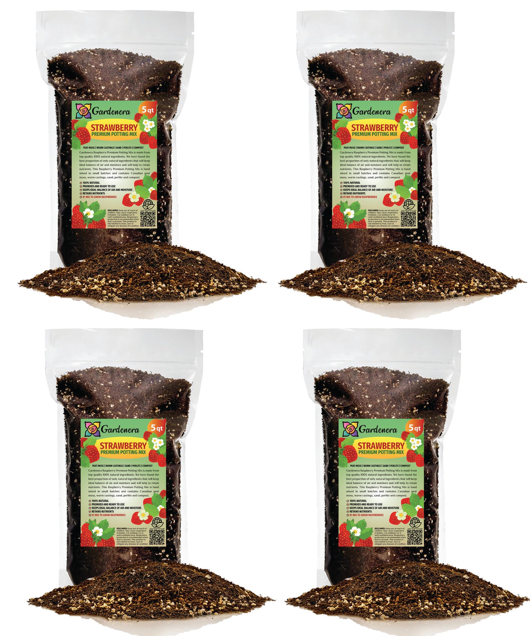 Gardenera STRAWBERRY Premium Potting Soil Mix - Ideal Blend for Growing Robust and Flavorful Strawberries - 20 QUART