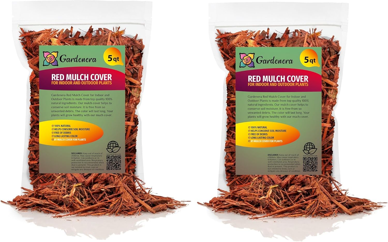 Gardenera Red Mulch - Improve Soil Fertility and Insulate Plant Roots - 10 QUARTS