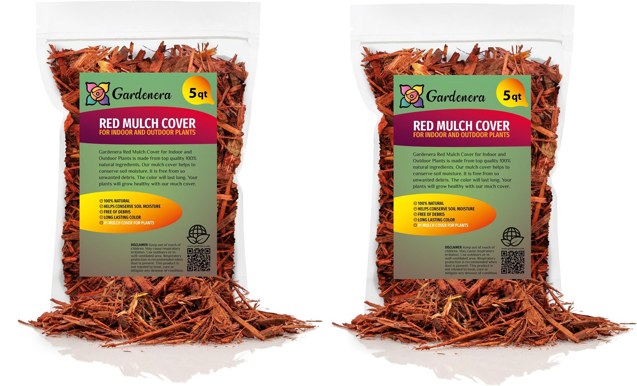 Gardenera Red Mulch - Improve Soil Fertility and Insulate Plant Roots - 10 QUARTS