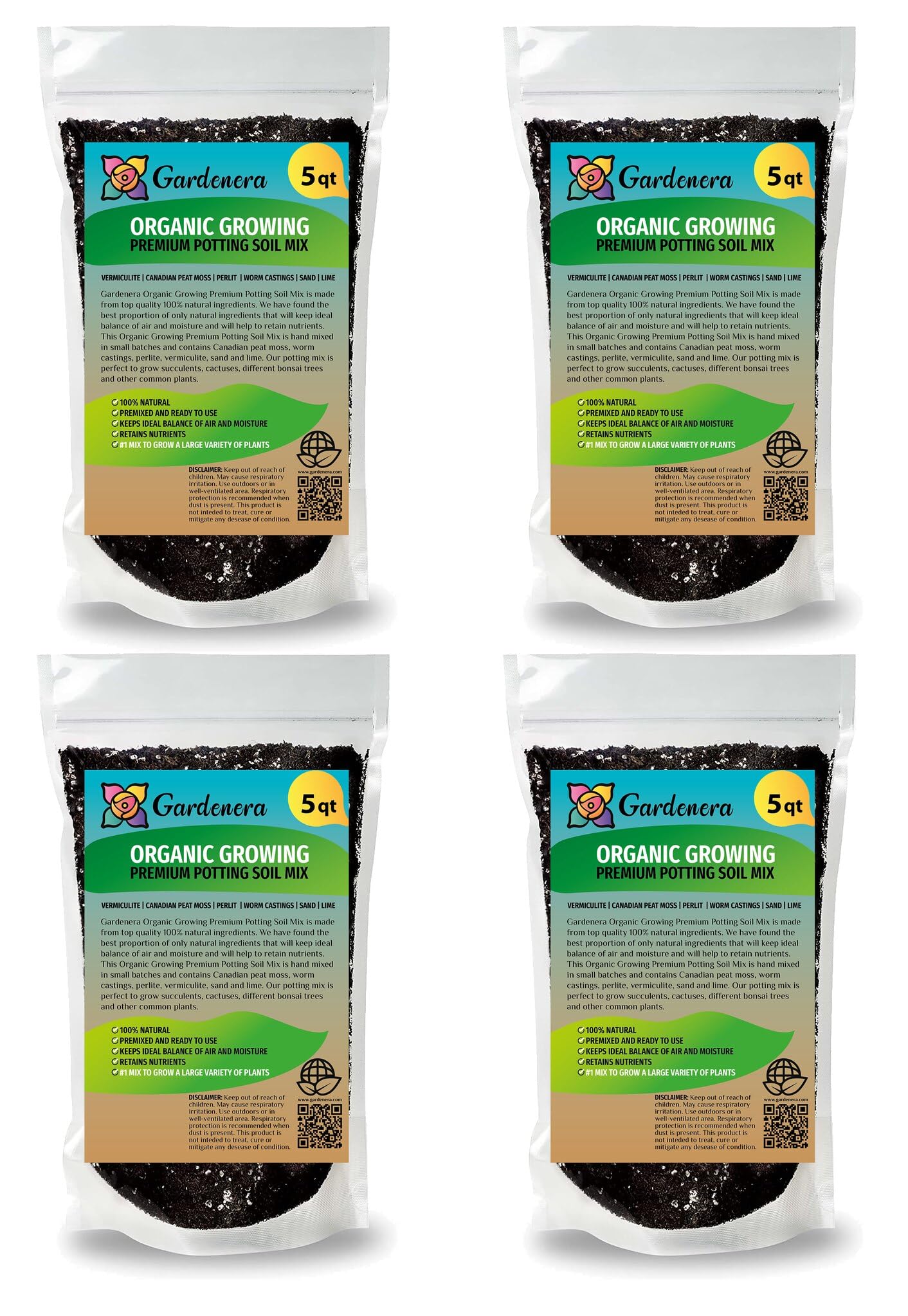 Gardenera Premium Organic Growing Medium - Enhance Your Plant's Growth and Health Naturally - 1 QUART