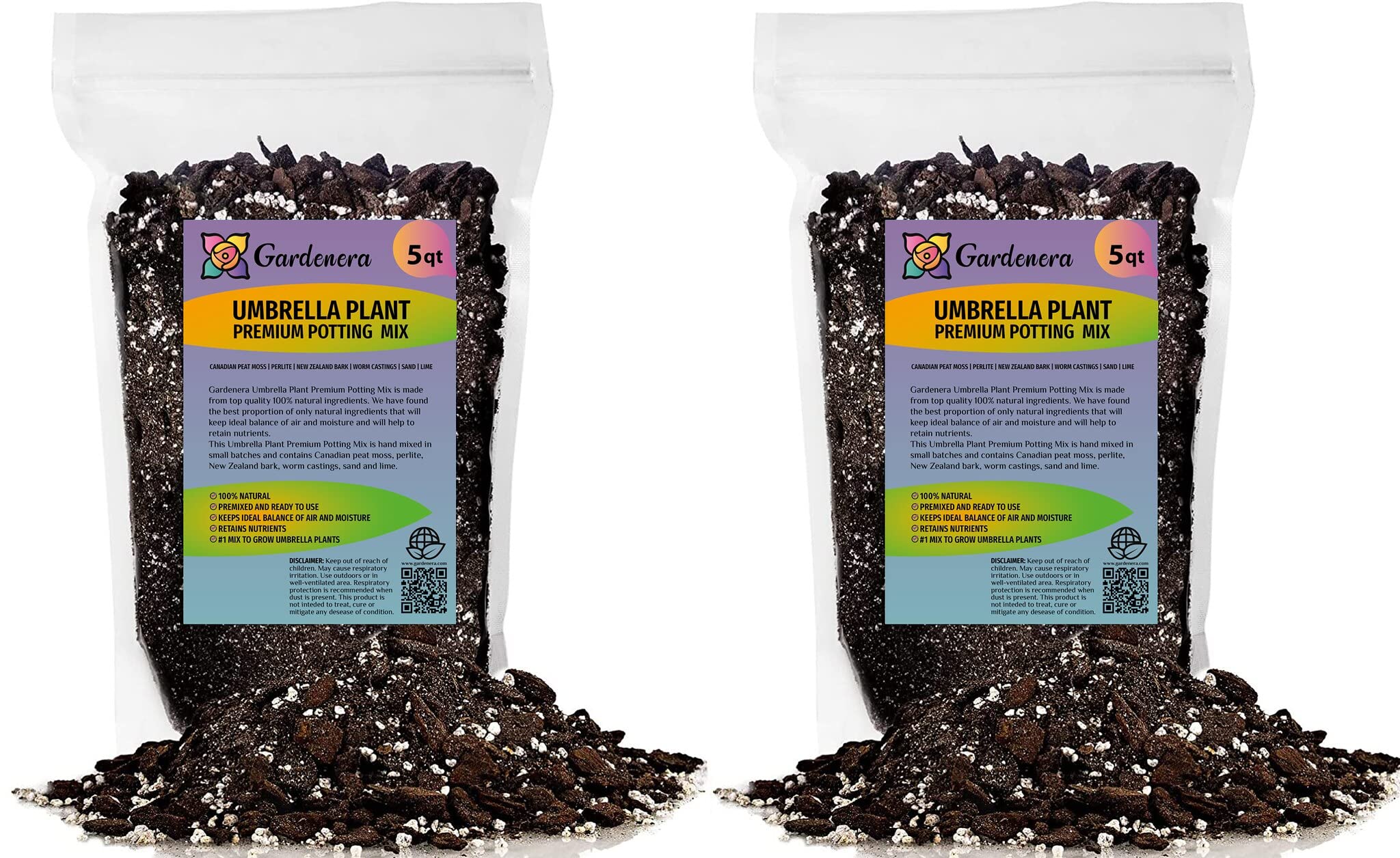 Gardenera Premium Potting Mix for Umbrella Plants - Nutrient-Packed and Easy to Use - 2 QUART