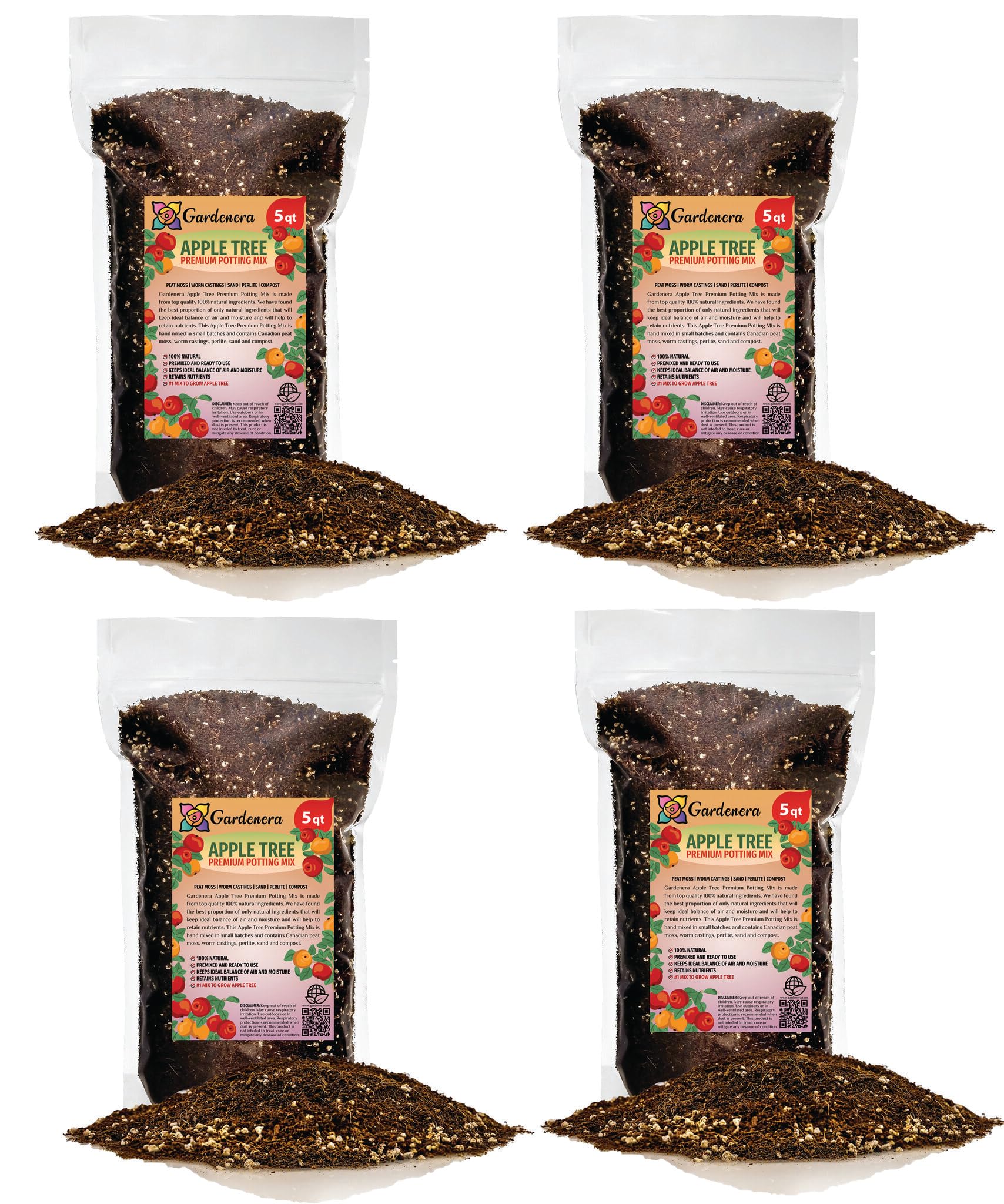 Gardenera Premium Apple Potting Soil Mix - Optimal Nutrient-Rich Blend for Thriving and Juicy Apples - 2 QUART