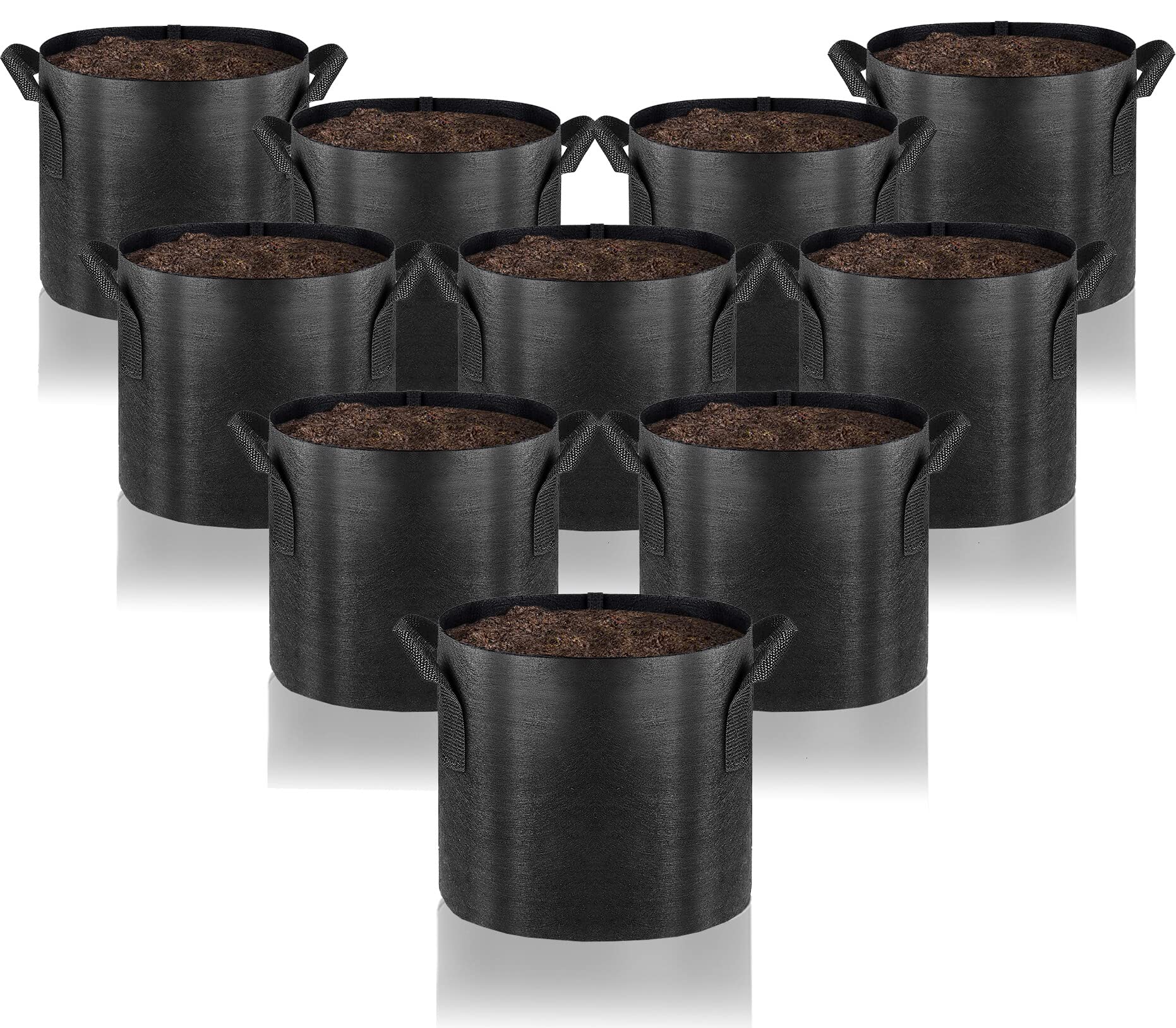 Gardenera Fabric Pots for Plants - 20-Pack 5 Gallon Grow Bags with Aeration and Handles, Perfect for Organic Gardening