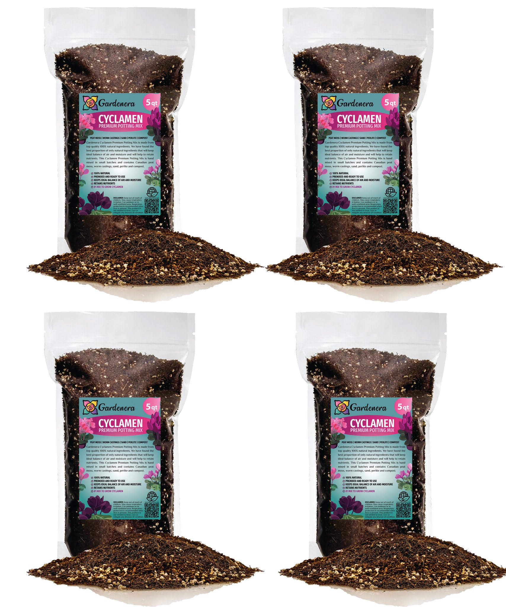 Gardenera Premium Cyclamen Potting Soil Mix - Perfect Balance of Nutrients, Drainage, and Aeration for Thriving Blooms - 1 Quart