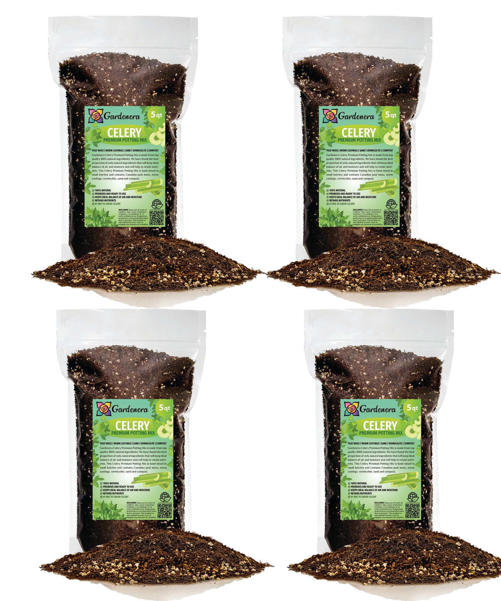 GARDENERA Premium Celery Potting Soil Mix - Optimal Nutrient-Rich Blend for Thriving and Crisp Celery Plants - 1 Quart