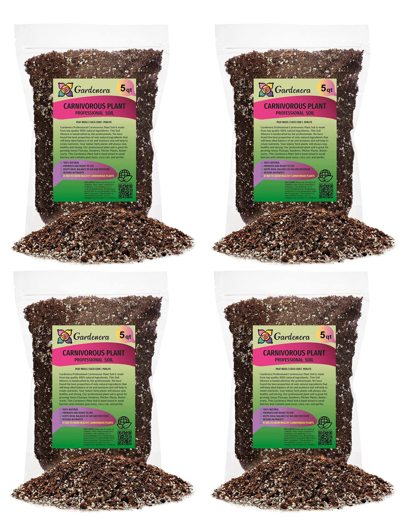 Gardenera Professional Carnivorous Plant Soil - Ready to Use for Venus Flytraps, Sundews, Pitcher Plants, Butterworts | Peat Moss, Coco Coir, Perlite - 10 Quart