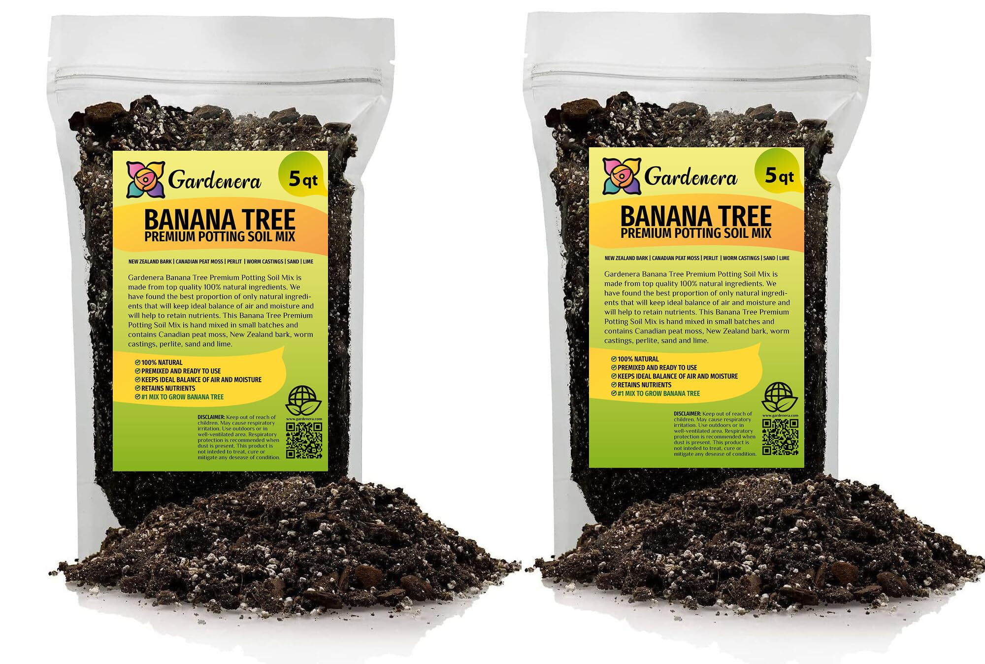 Gardenera Banana Tree Potting Mix - 3 QUART - Proven Formula for Thriving Banana Trees - Enhances Soil Drainage and Aeration for Optimal Root Health and Development