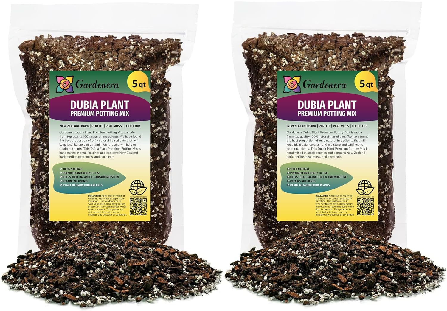 Gardenera Premium Monstera Dubia Potting Mix - Hand-Crafted with The Finest Ingredients - 10 Quart (2 Bags of 5 Quart)