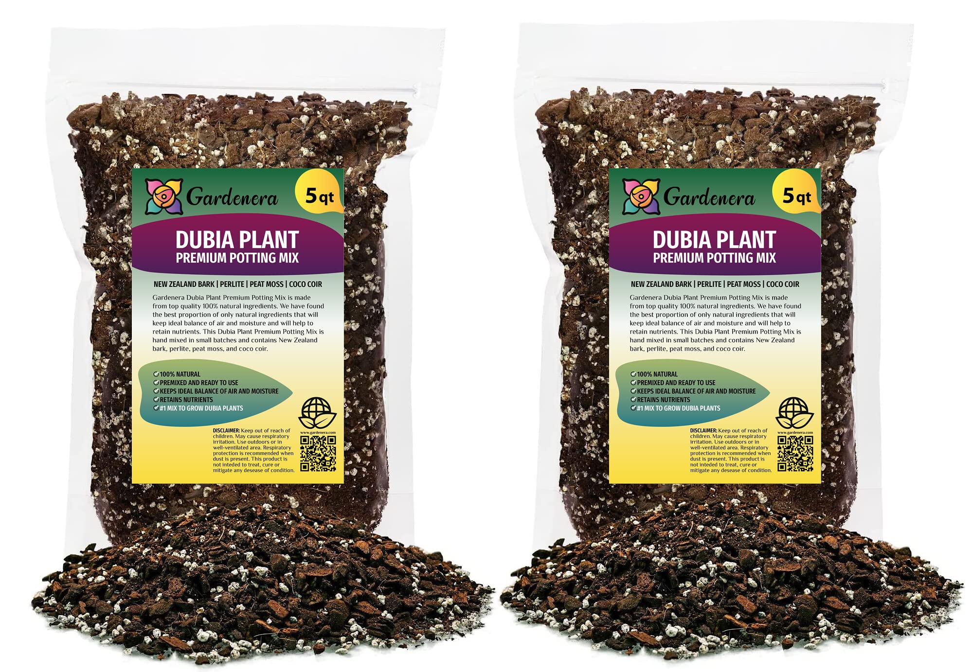 Gardenera Premium Monstera Dubia Potting Mix - Hand-Crafted with The Finest Ingredients - 10 Quart (2 Bags of 5 Quart)