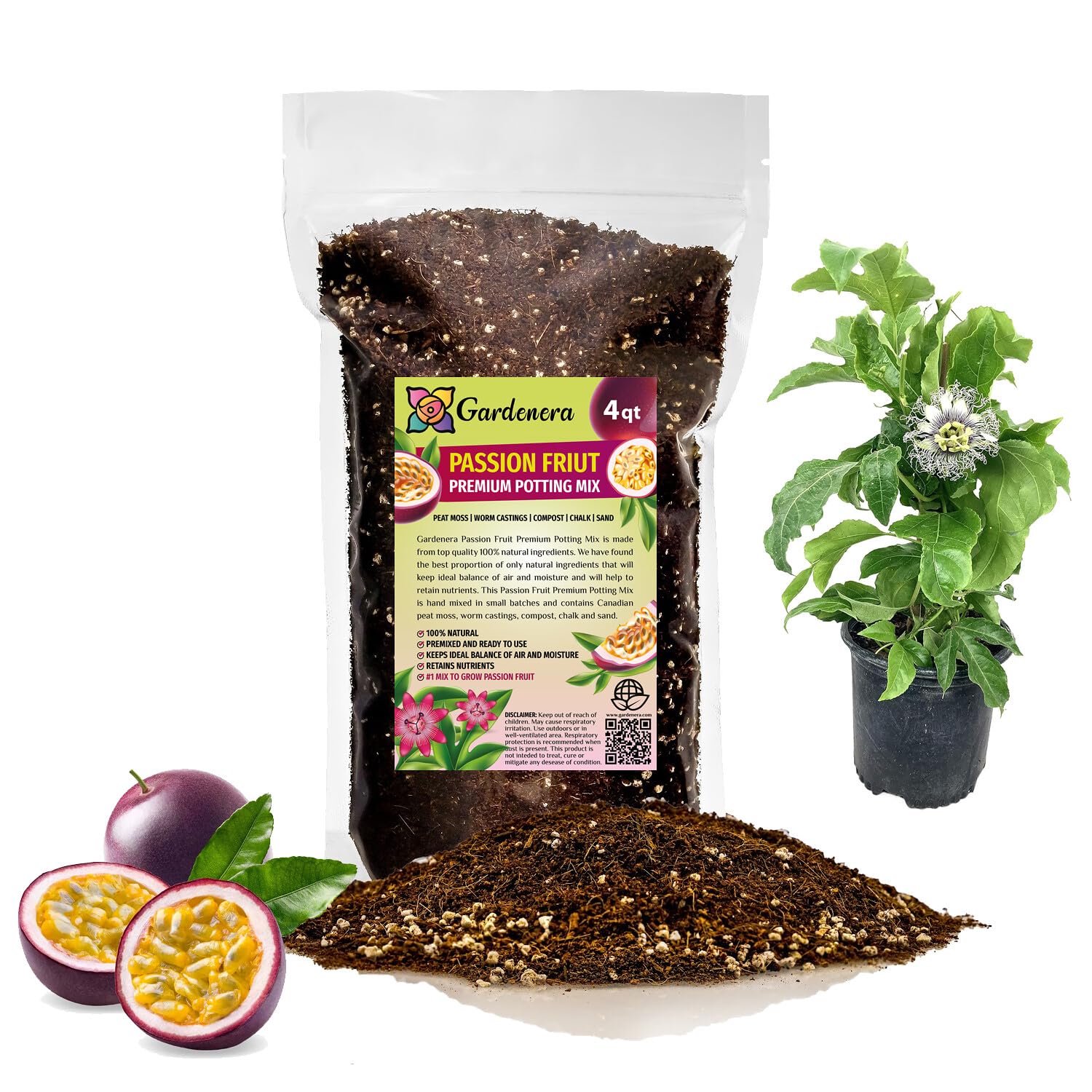 best potting mix for citrus GARDENERA Premium Passion Fruit Potting Soil Mix - Perfect Balance of Nutrients, Drainage, and Aeration for Thriving Passion Fruit Vines