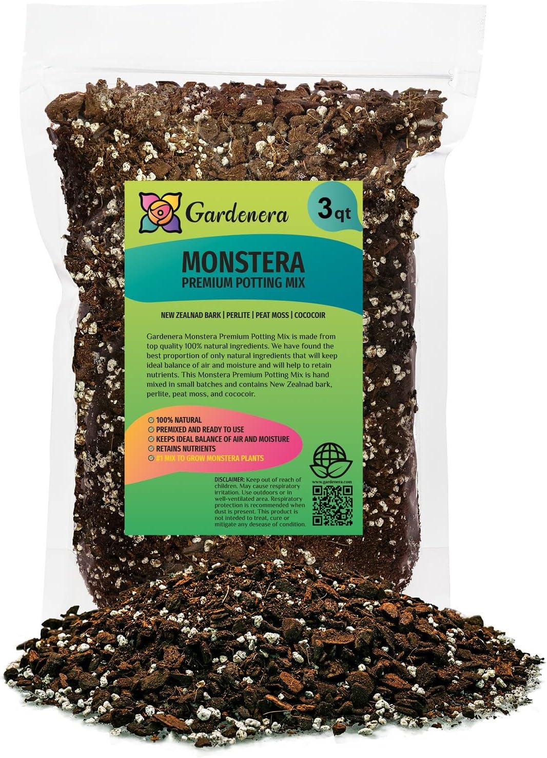 Gardenera Premium Monstera Potting Soil - 10 QUART - Quick Drain Potting Soil for Growing and Repotting Monstera Deliciosa/Swiss Cheese Plant (2 Bags of 5 Quart)