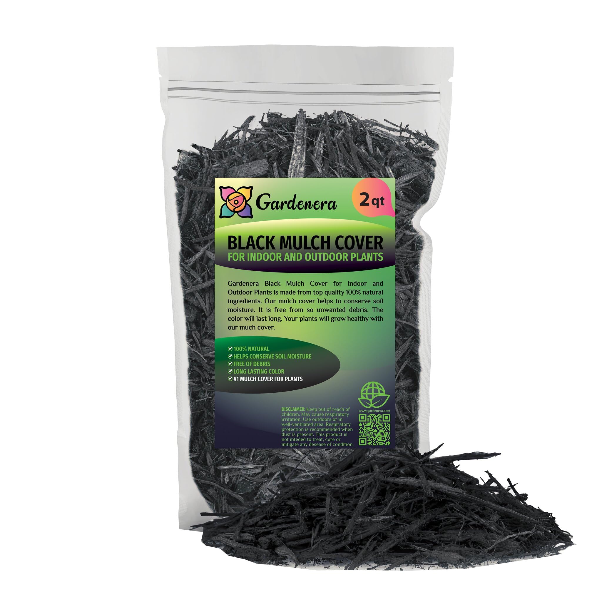 PREMIUM Quality Black Mulch by Gardenera - Elevate Your Garden's Visual Appeal - 4 QUARTS