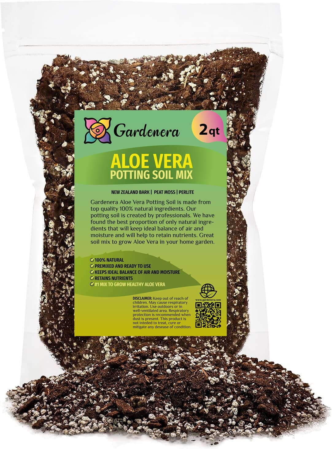 Gardenera - 10QT - Premium Aloe Vera Potting Soil Mix (2 Bags of 5 Quart)