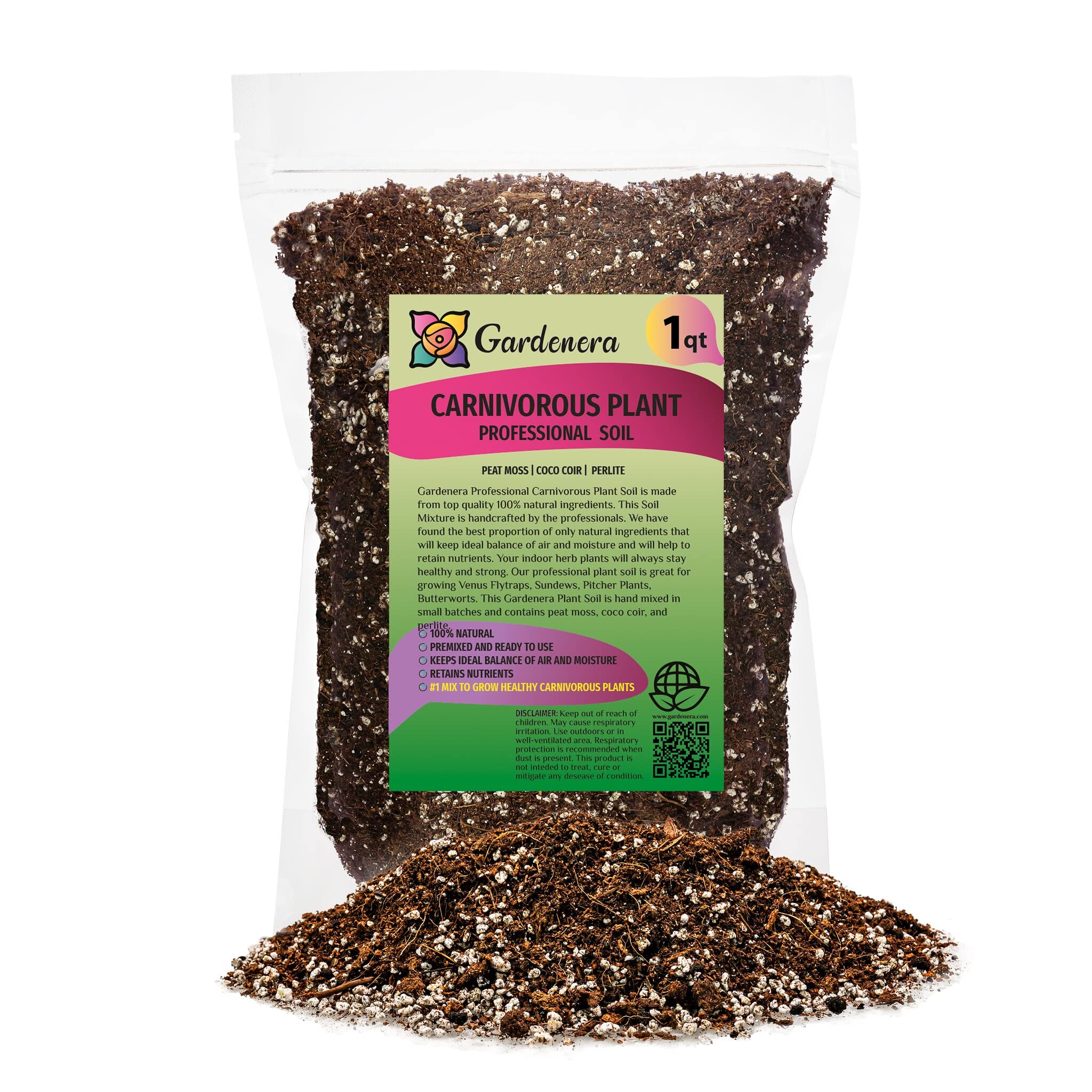 Gardenera Professional Carnivorous Plant Soil - Ready to Use for Venus Flytraps, Sundews, Pitcher Plants, Butterworts | Peat Moss, Coco Coir, Perlite - 10 Quart