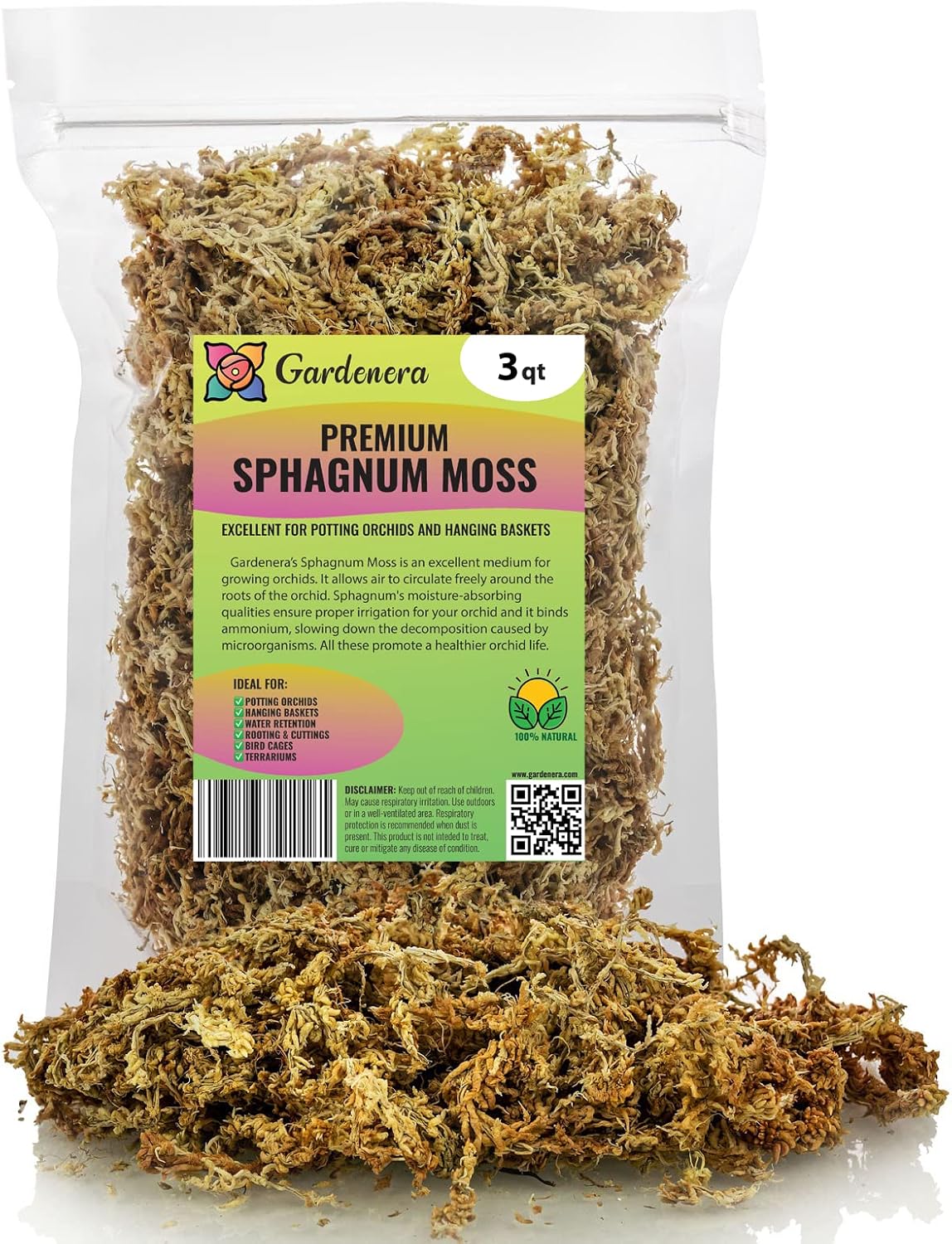 PREMIUM New Zealand Sphagnum Moss by Gardenera - Organic Hand Mixed Long Fibered Sphagnum Moss Orchid - 1 QUART