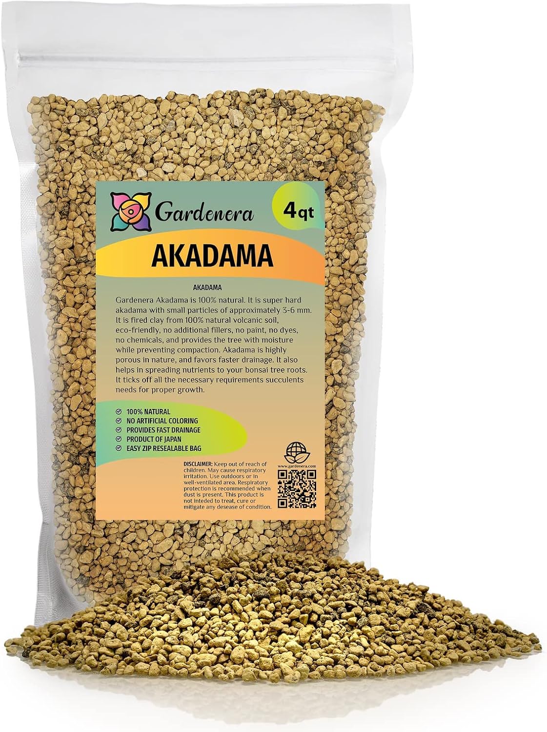 GARDENERA Pure Hard Akadama for Bonsai/Succulent Soil - (3mm-6mm) Small Grain for Cactus, Bonsai Plants Soil Amendment, Prevent Over Water, Provides Optimal Water Retention, Fast Drainage (1 Quart)